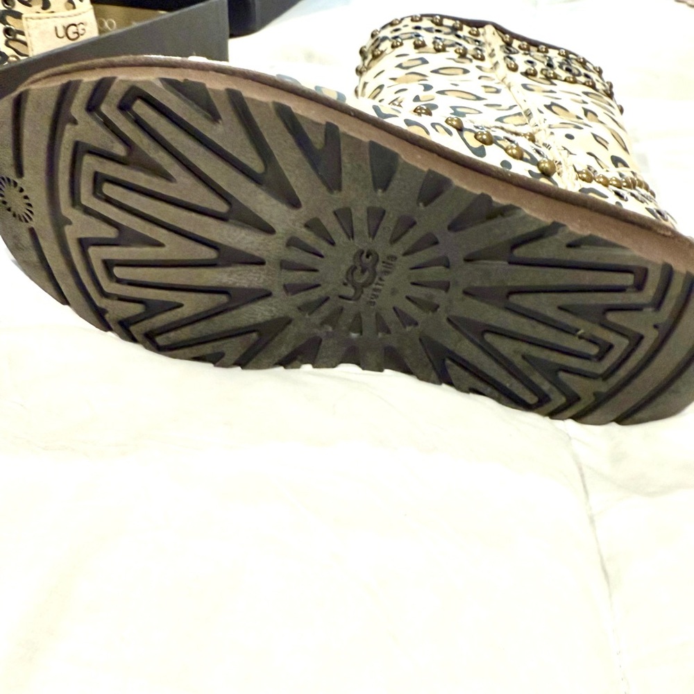 Jimmy Choo Beige Leopard Studded Boots - Picture 4 of 6
